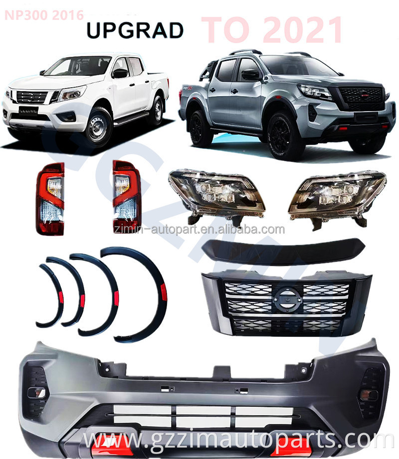 Car Front Bumper Facelift Wide Conversion Bodykit Body Kit for Np300 Navara FRONTIER 2016+ Upgrade To 2021